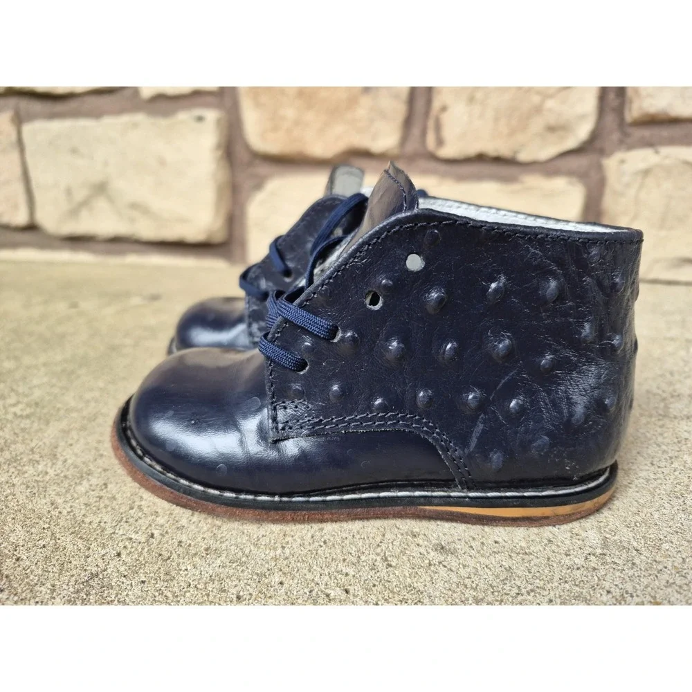 Josmo Walker Toddler Boys 7.5 Navy Leather Boots Size Dress Shoes